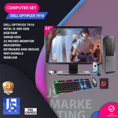 Computer Set Lowest Price Sale DELL OPTIPLEX 7010 Intel Core i5 3rd Gen 8gb Ram 500gb Hdd 22 Inches Monitor Keyboard, Mouse and Mousepad Included, Wifi Ready New Stock Not Brandnew