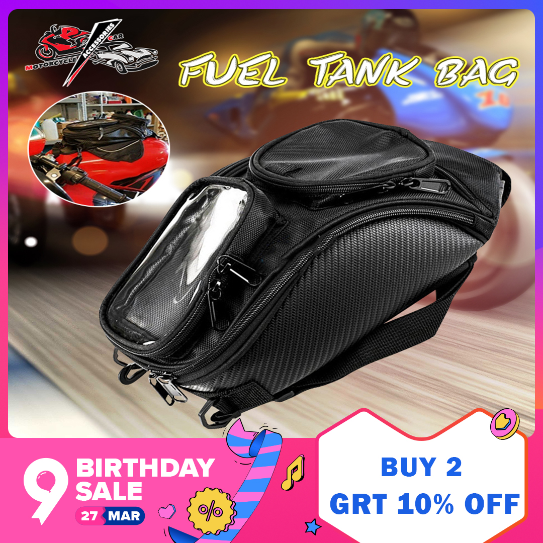 Black Universal Motorcycle Fuel Tank Bag Waterproof GPS/Phone Strong Magnetic Oil Tank Bag for Riding Traveling Motorbike Magnetic Tank Bag 