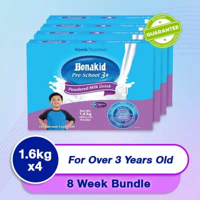 Wyeth® BONAKID PRE-SCHOOL 3+ Stage 4 Powdered Milk Drink for Children Over 3 Years Old, Bag in Box, 1.6kg x 4s
