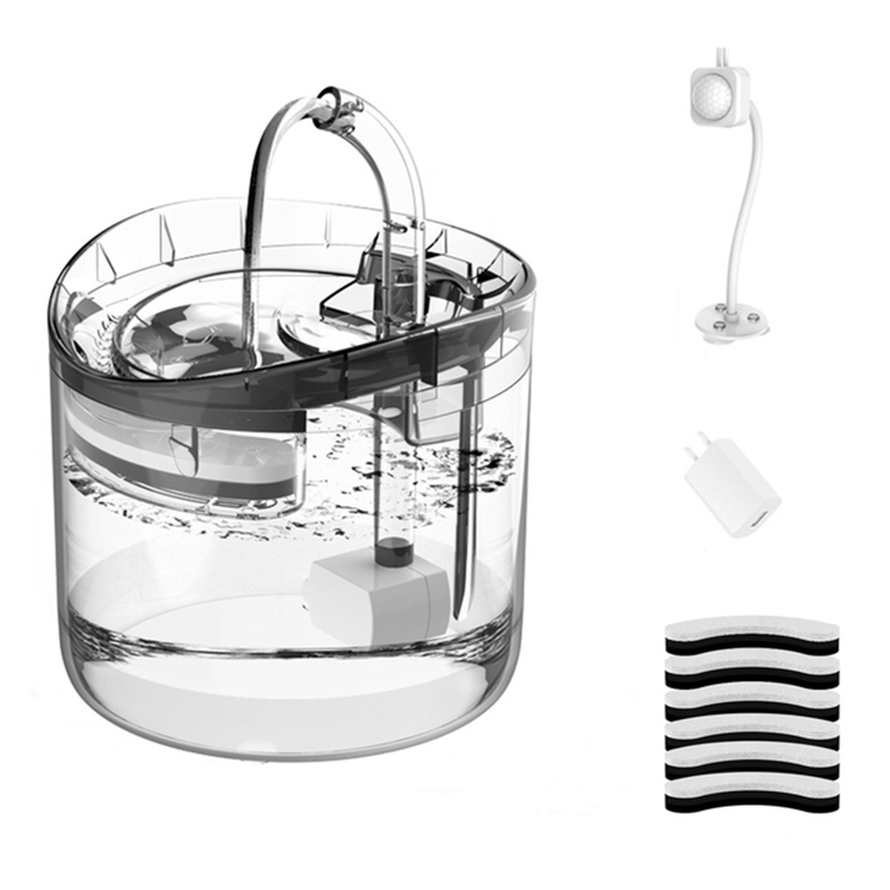 Intelligent Water Fountain with Faucet Water Dispenser Transparent Drinker Pet Drinking Filters Feeder Sensor