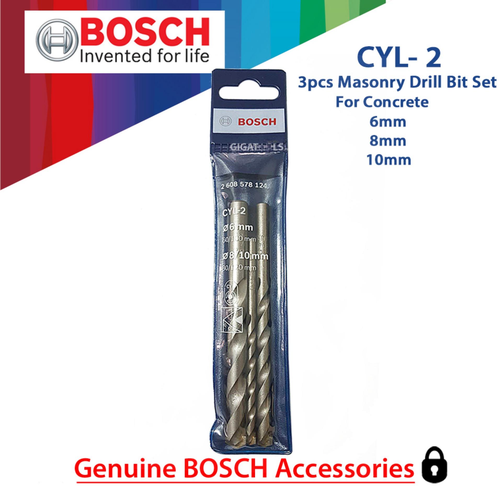 Bosch Cyl-2 Masonry Drill Bit Set 3Pcs (6Mm,8.0Mm,10Mm) ( Drlbst ) | Lazada  Ph
