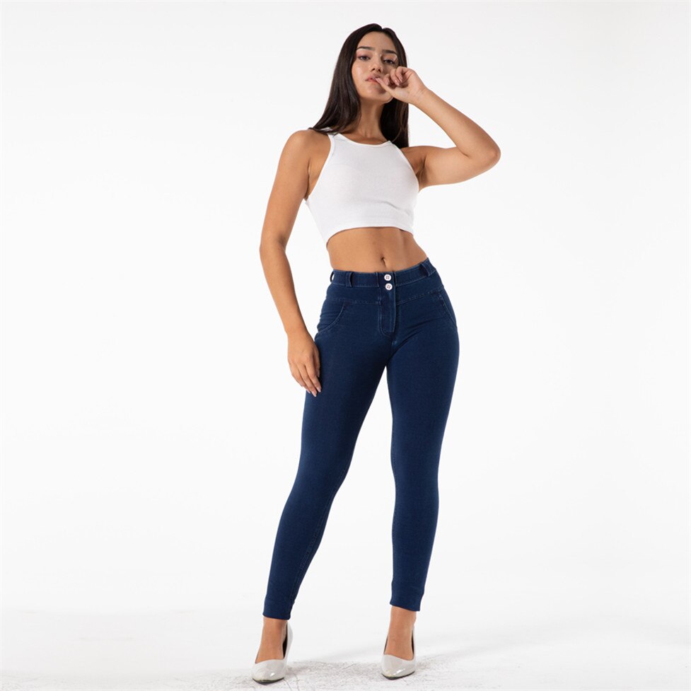 Shascullfites Melody Stripe Bum Lift Blue Mid Waist WomenJeans For Women  Gym Jeans Shaping Shorts Butt Lifting