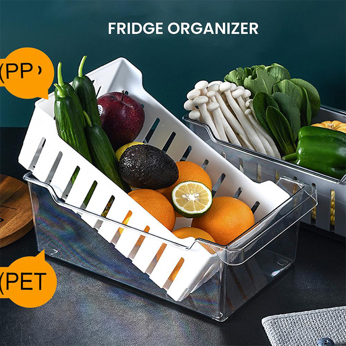 Locaupin Easy Access Fridge Organizer Multipurpose Can Bottle Fruit  Vegetable Storage Kitchen Food Pantry Countertop Bin