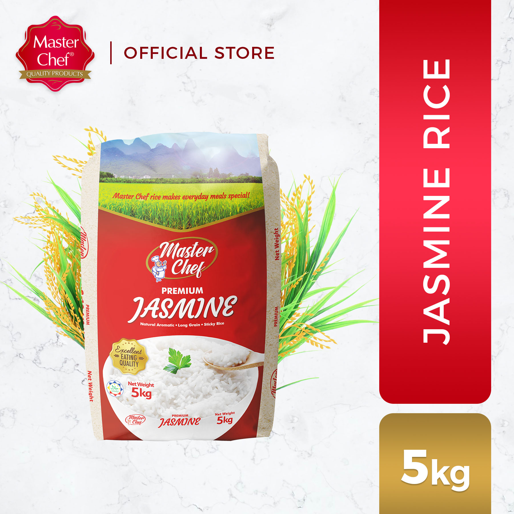 Master Chef Premium Jasmine Rice 5kg (Natural Aromatic/Mabango, Long ...
