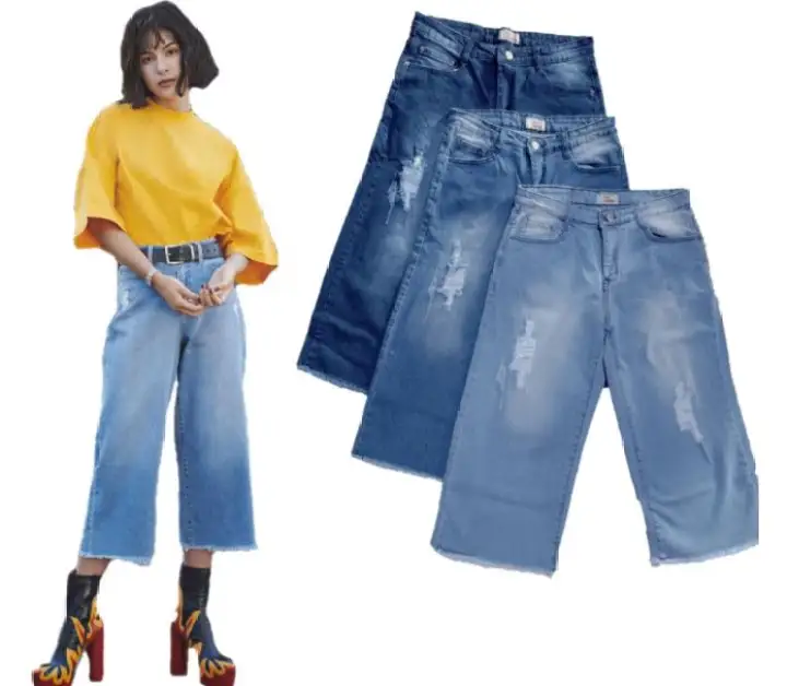 denim wide leg trousers