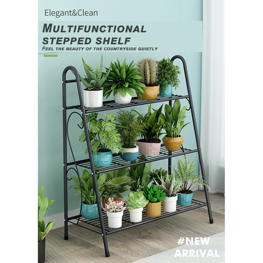 Metal Corner Plant Stand 3 Tier Ladder Plant Shelves Garden Flower