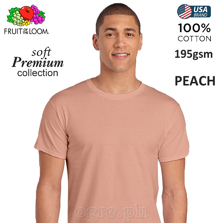 Fruit of the Loom Peach Soft Premium Round Neck Tee 195gsm 100% Cotton