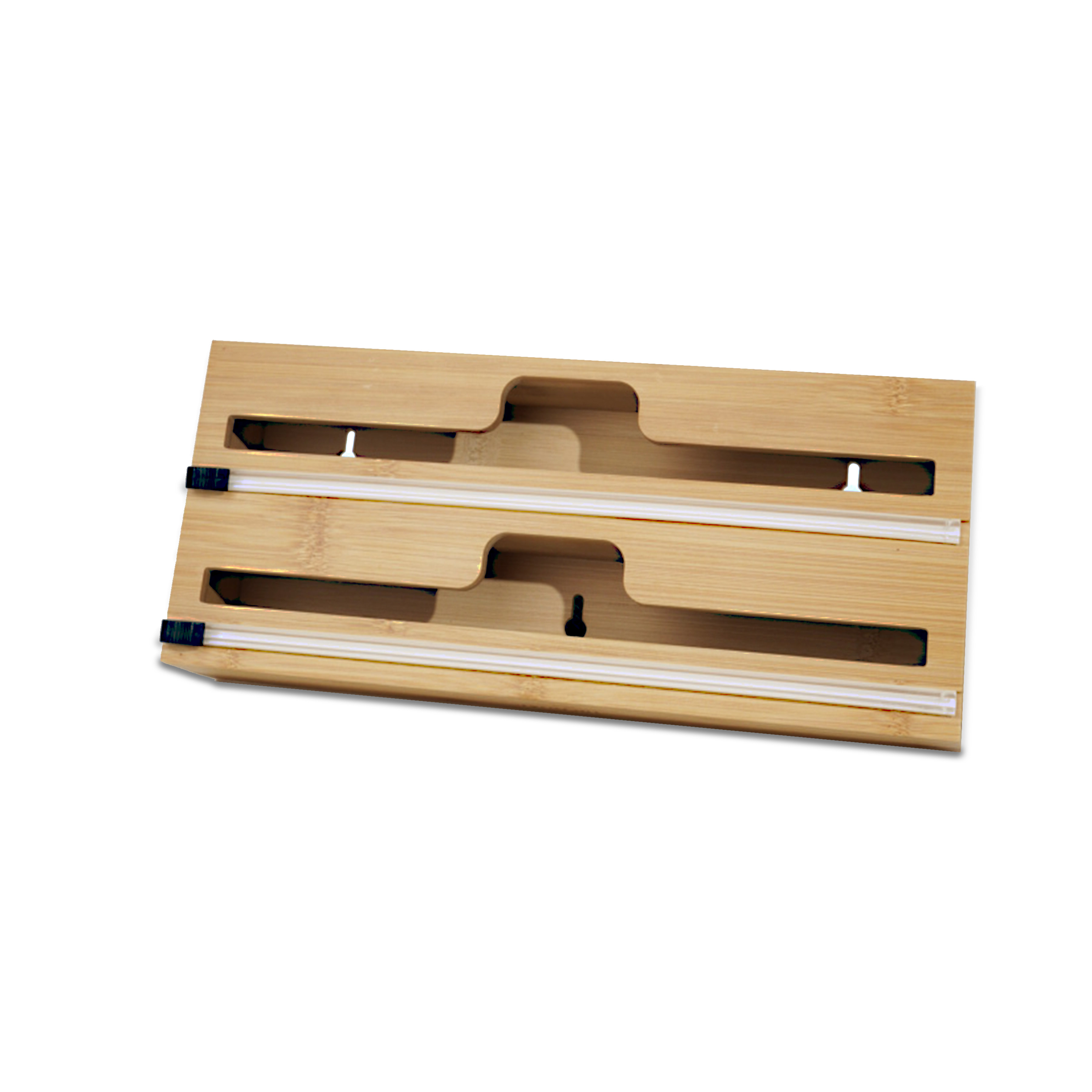 AYOUSIN Bamboo Foil Dispenser With Cutter Storage Cling Wrap Saran Wrap