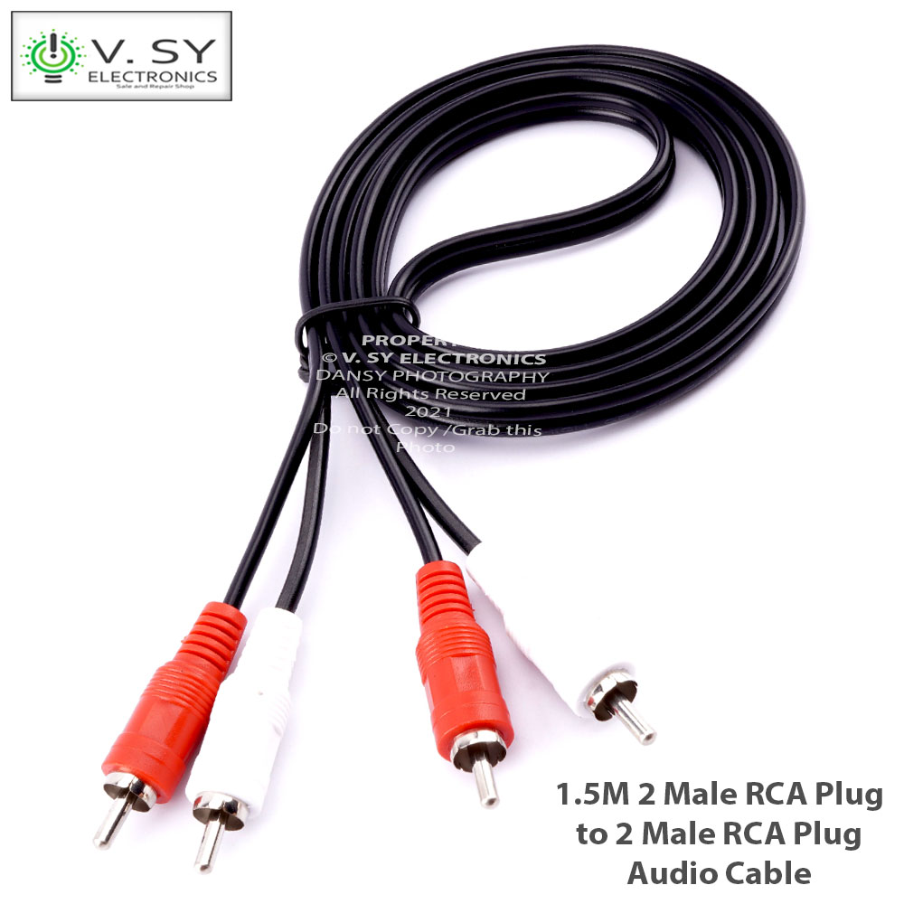 Trident 1.5M 2X2 RCA Cable 2 Male RCA Plug to 2 Male RCA Plug Jack Wire  Audio Cord Line IN Standard Connector Stereo 2 X 2
