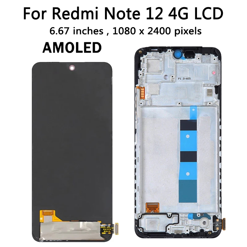 AMOLED Material Original LCD Screen For Xiaomi Redmi Note 12 Pro 4G  Digitizer Full Assembly with Frame, ZA