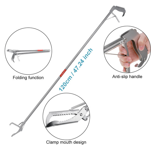 [MD MOHS DIAGNOSTICS] 1.5M Stainless Steel Snake Tongs Reptile Grabber ...