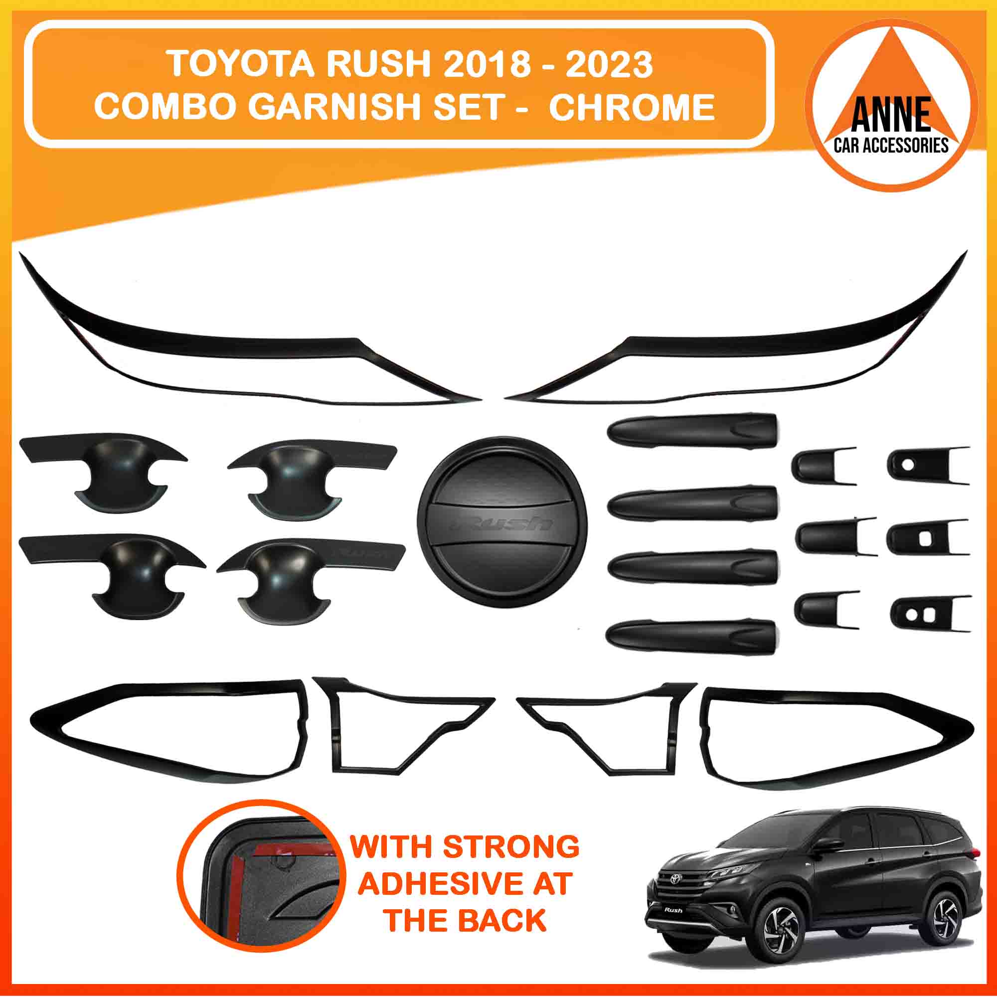 Toyota Rush G E Garnish Cover Set Black / Chrome 2018 2019 2020 2021 2022  2023 Model Rush Car Accessories | Lazada PH