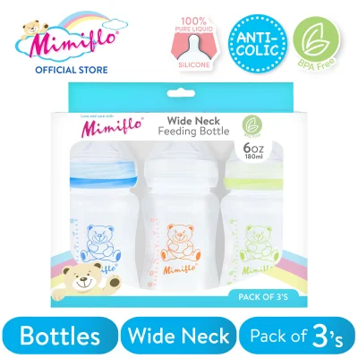 Mimiflo® Wide Neck PP Feeding Bottles (6oz) - PACK OF 3's
