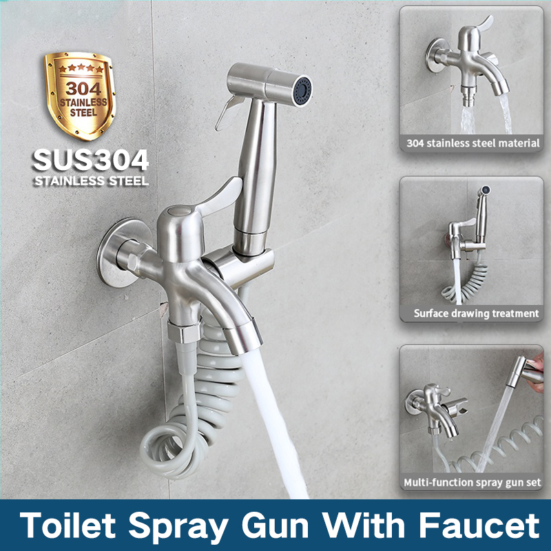 [High Quality] SUS304 Stainless Steel 2 in 1 Wall Mounted Bidet Spray