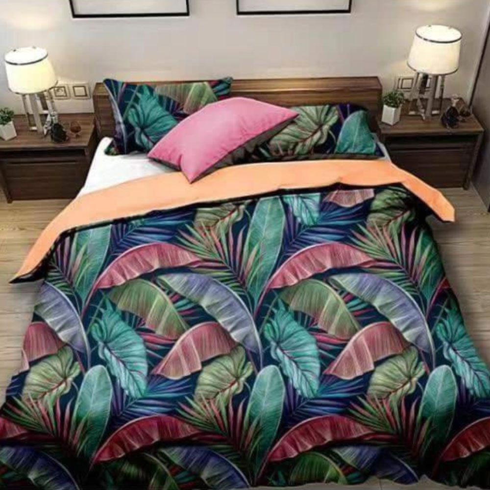 3N1 Fully Garterized Bed Sheet with 2pcs Pillow Cases Per Set, Printed Pattern Design, 3 in 1