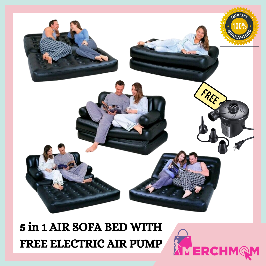 Merchmom. Inflatable Air Leather Sofa 5 in 1 Sofa Bed with Pump 5 in