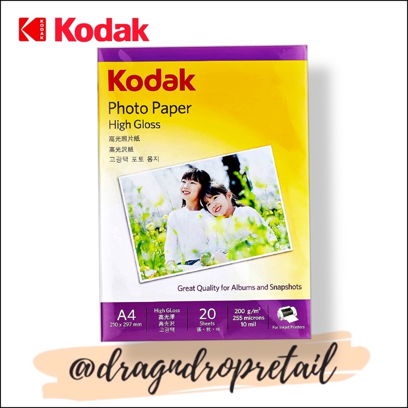 KODAK Photo Paper A4 High Gloss 180 200 230 GSM for Inkjet Printers