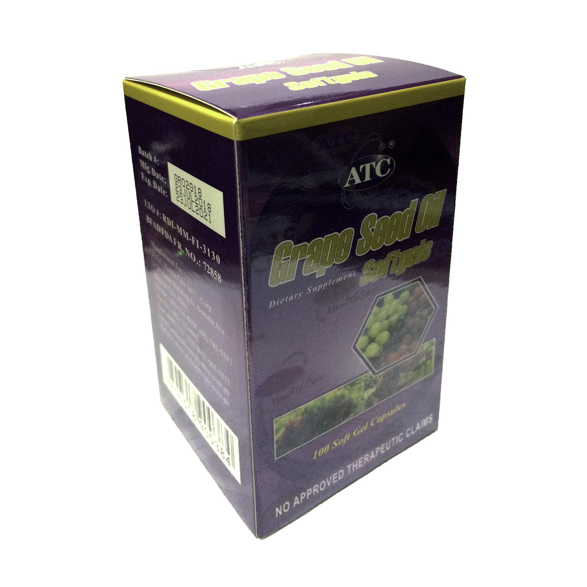 ATC Grape Seed Oil 1000mg Dietary supplement by 100's ( Expiration JAN