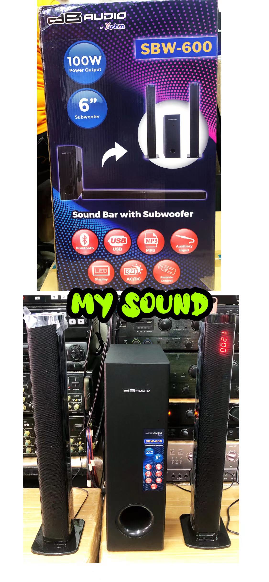 DB Audio by Astron Sound Bar with Subwoofer 6" 100watts power output with bluetooth AC/DC