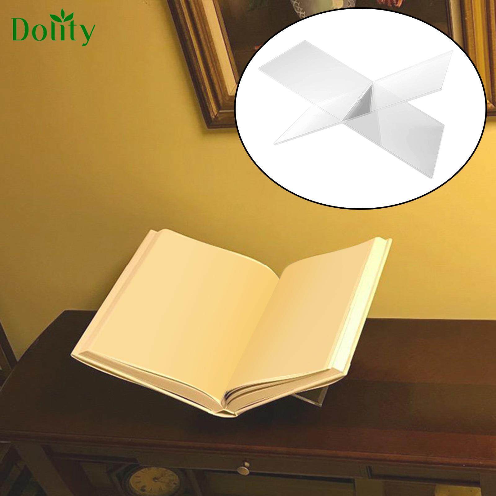 Dolity Transparent Acrylic Book Reading Stand Desktop Display Open Book