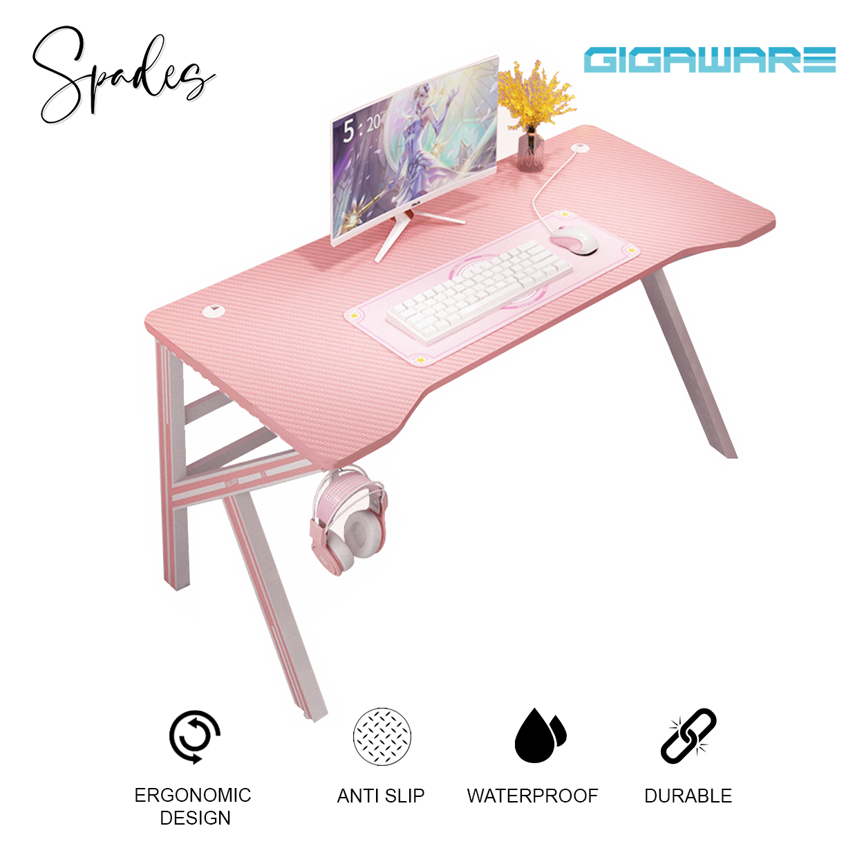 Gaming Computer Table Gamer's Table with LED Lights Gaming Table