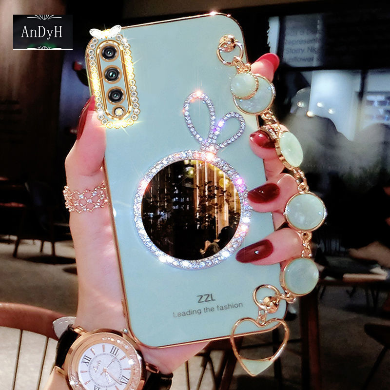 AnDyH Precise camera protection case For Vivo S1 cases Bunny makeup mirror with gemstone bracelet