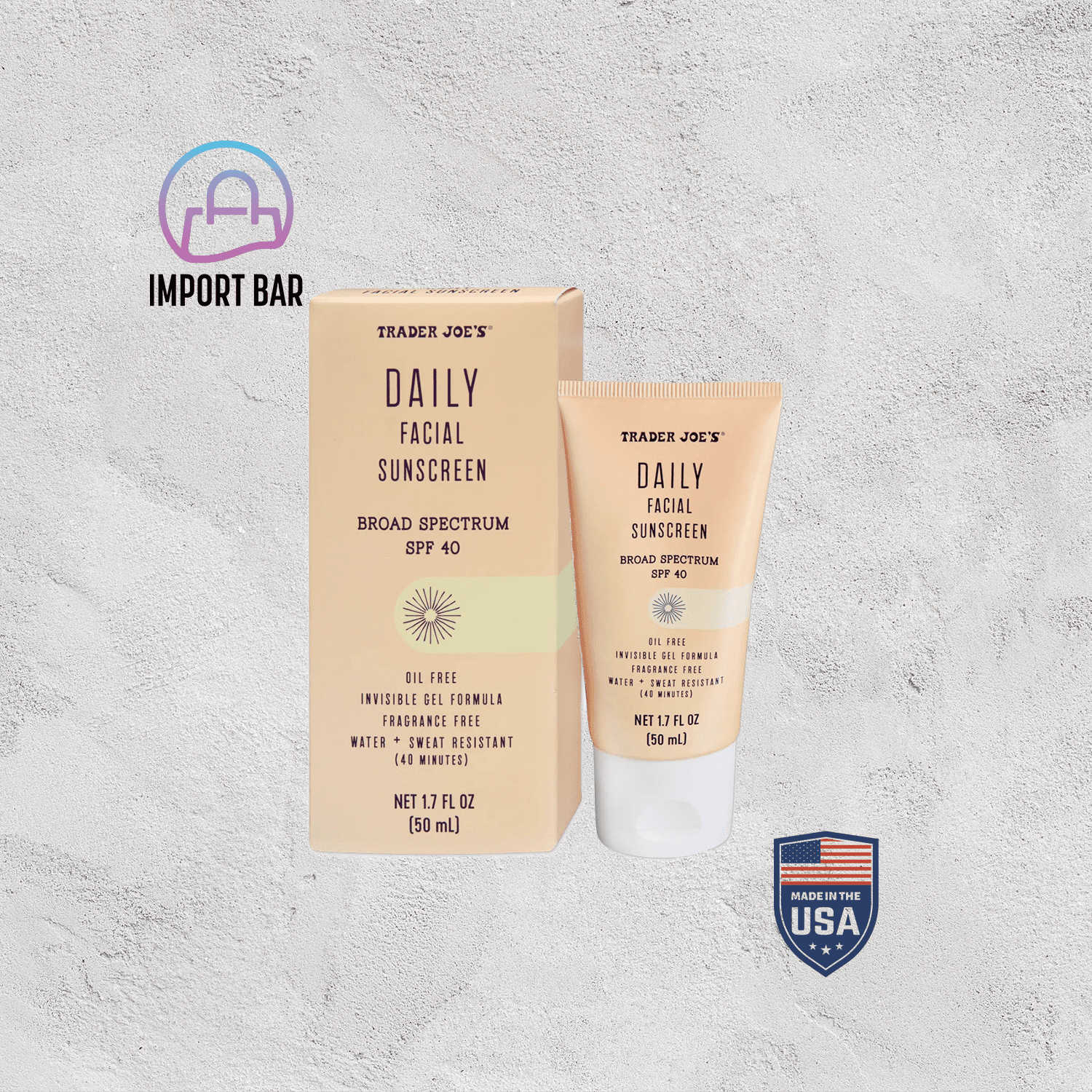 Trader Joe's Daily Facial Sunscreen Invisible Gel Formula SPF 40