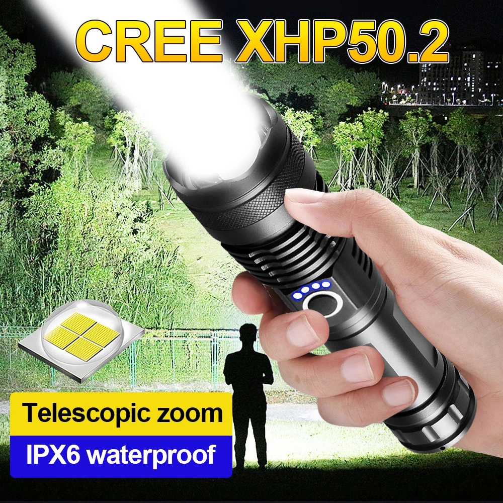 L-839 XHP50.2 zoom rechargeable tactical flashlight, strong light ...