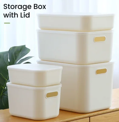 Activebae Toy Storage Box Organizer with Lid and Handle Multifunctional Basket Bin Dust Proof Wardrobe
