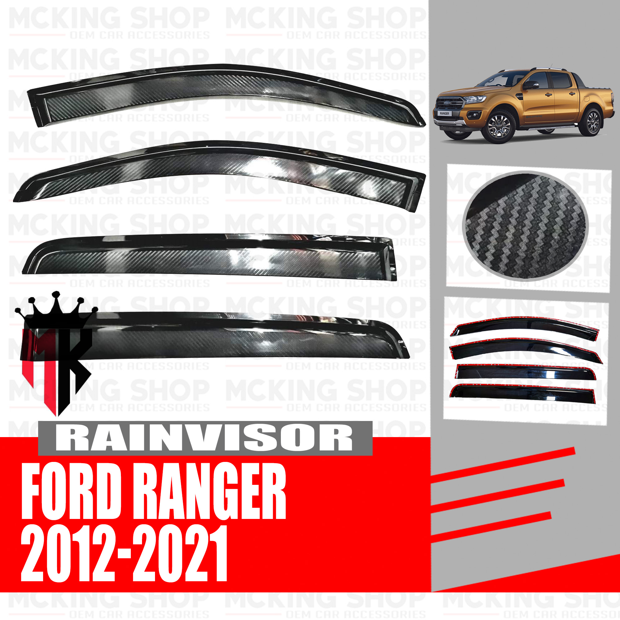 Ford Ranger 20122021 OEM Type Rain Guard / Rainguard Window Visor