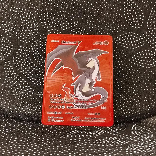 7000 HP Metal Pokemon Cards Spanish Letters Golden Iron GX EX Shiny Pokémon  Mewtwo Gengar Charizard Eevee Pikachu Children Toys - AliExpress