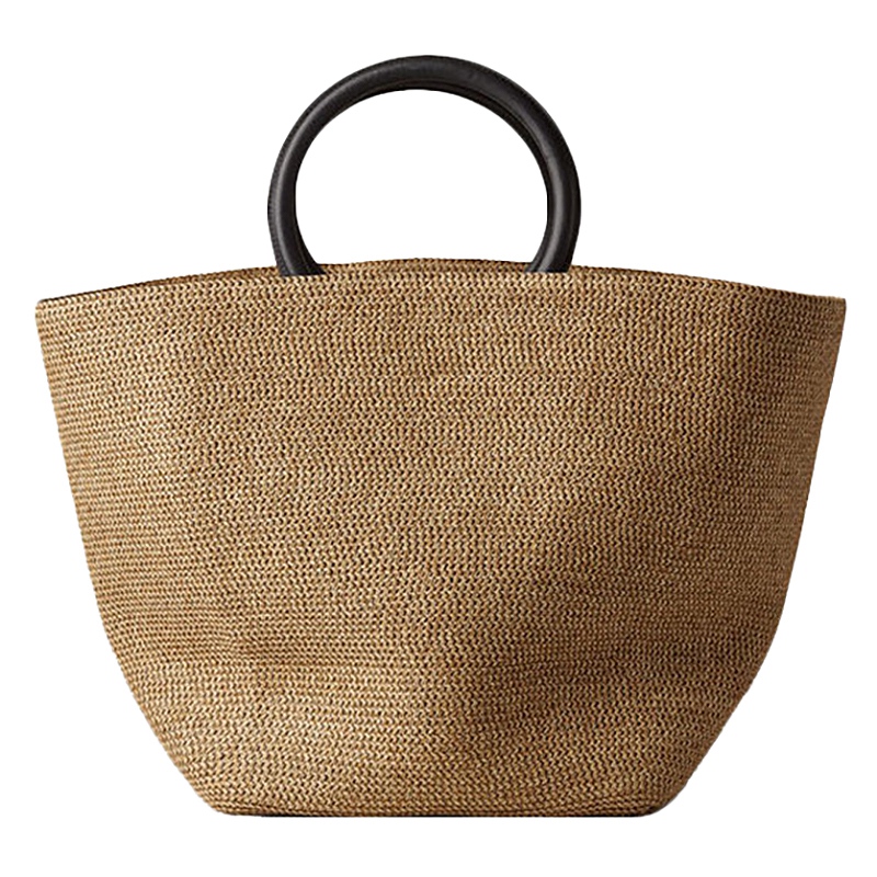 Vintage Rattan Women Handbags Wicker Woven Straw Bags Round Handle Tote