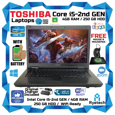 Laptop / Toshiba Intel Core i5 - 2nd Gen / 4GB RAM / 250GB HDD / FREE MOUSE & MOUSEPAD/ WITH CHARGER / Wifi Ready / USED
