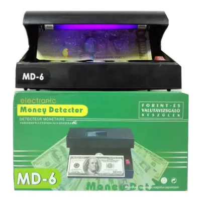 Money Detector Machine UV Lights Detector Counterfeit Compact Electronic Money Detector UV Blue Lamp Single MD-6 Money Detector Fake