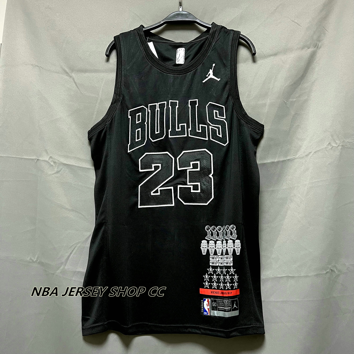 NBA Bulls 23 Jordan Black Gold Throwback Men Jersey