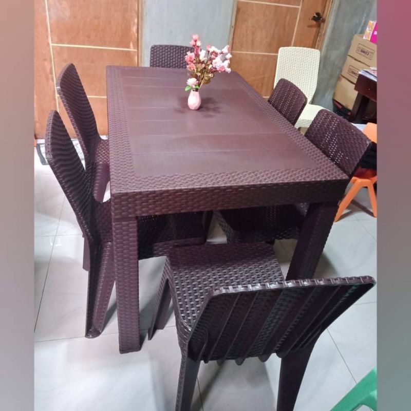 Rattan dining set online 6 seater