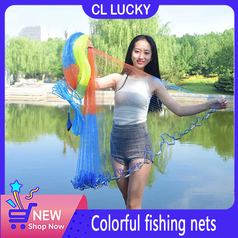 New color fishing net Hand cast fishing net Diameter 550CM Fishing net set  With extension wire With sinker Heavy fishing net Free fishing bag and mesh  mender Anti-corrosion Durable