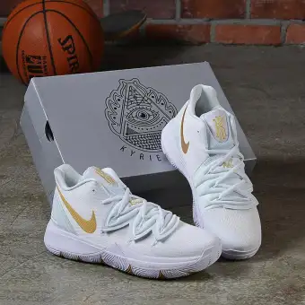 kyrie 5 white and gold