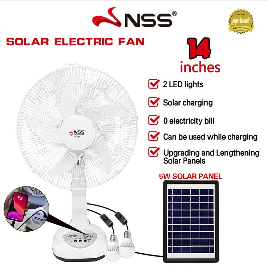 NSS Solar Fan 12 INCH Solar Electric Fan with Emergency Light