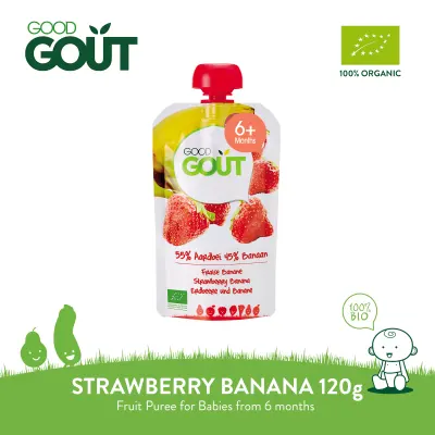 GOOD GOUT Strawberry-Banana 120g Organic Fruit Puree for Babies 4 months+
