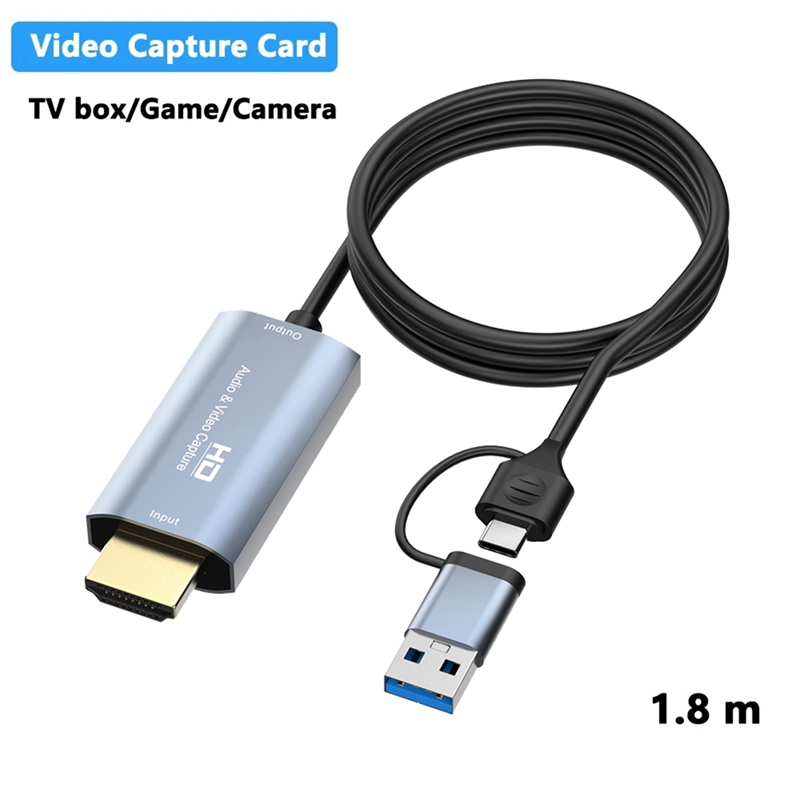 4K -Compatible to Type-C+USB Capture Card 1080P Computer Game Capture Card 1.8M