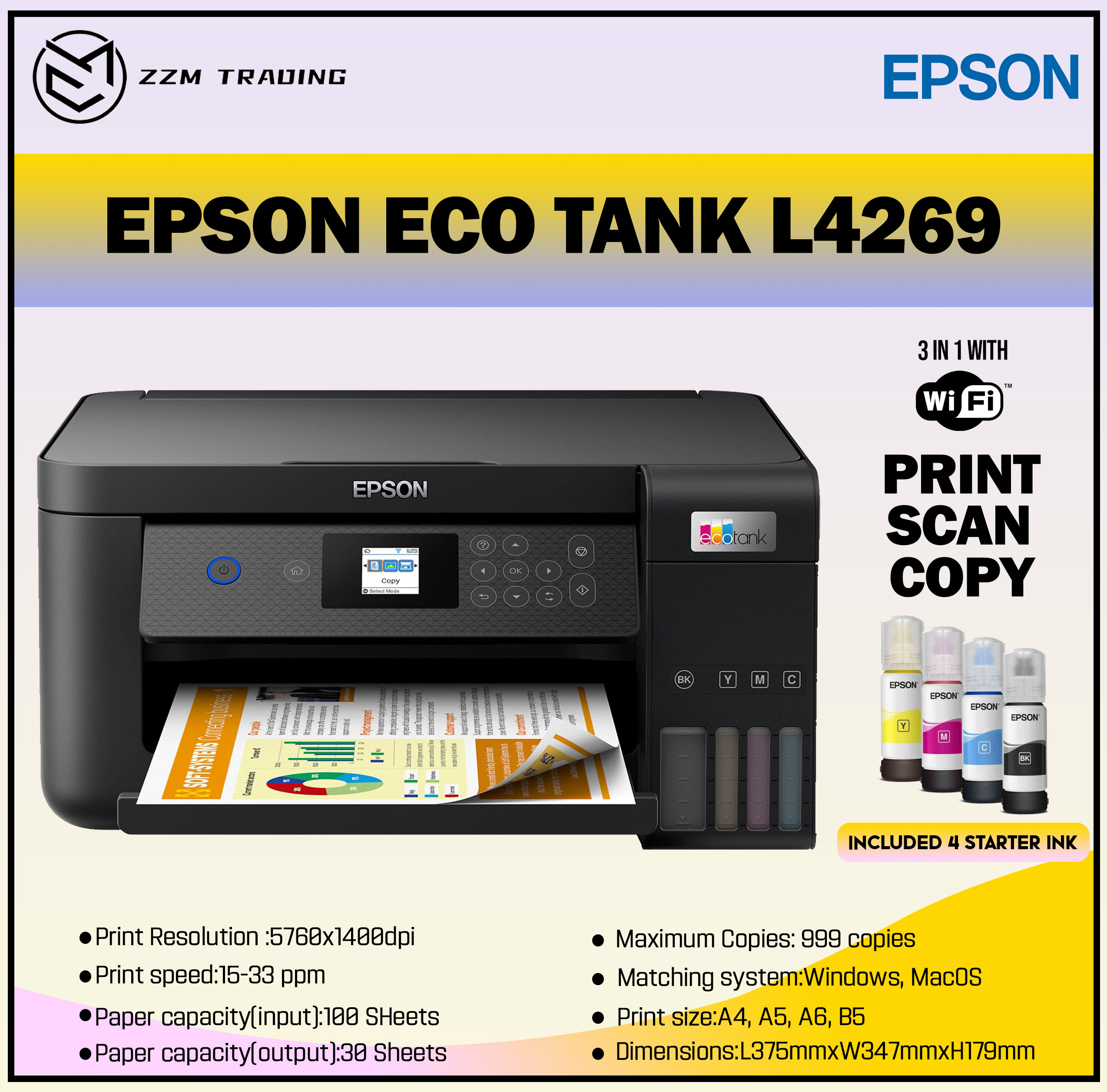 Epson L4269 Wi-Fi Duplex All-in-One Ink Tank Printer Print, Scan and ...