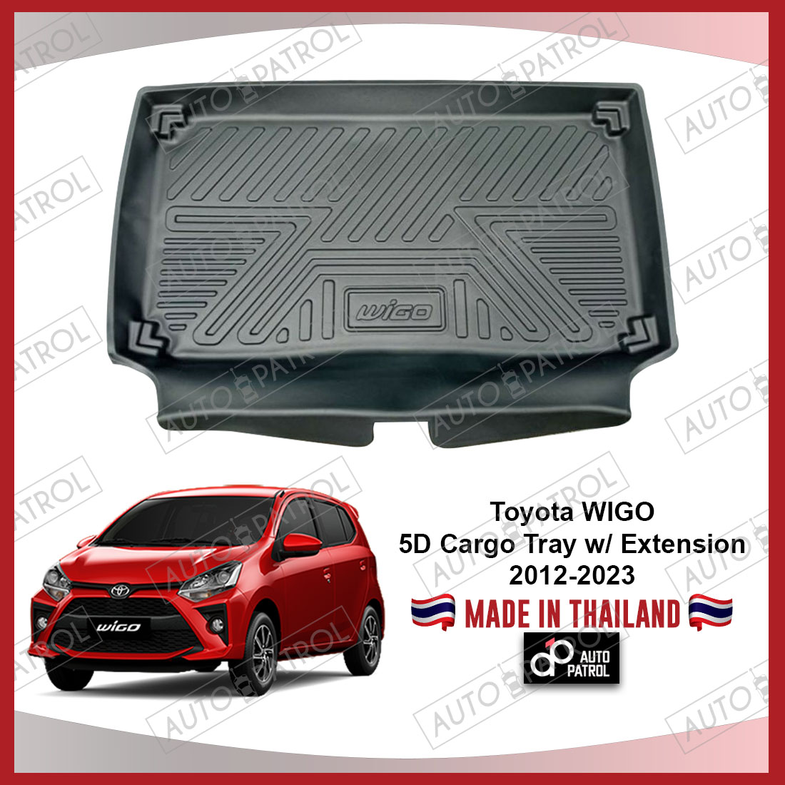 Toyota Wigo 20122023 5D Rear Trunk Tray or Cargo Tray With Extension