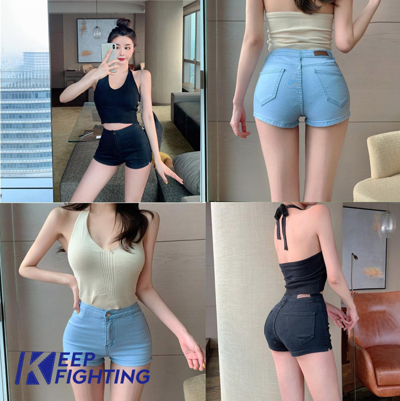 elastic waist jean shorts womens