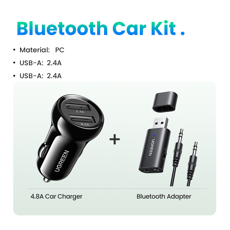 UGREEN 2 in 1 Bluetooth Car Adapter Bluetooth 5.1 Stereo Transmitter