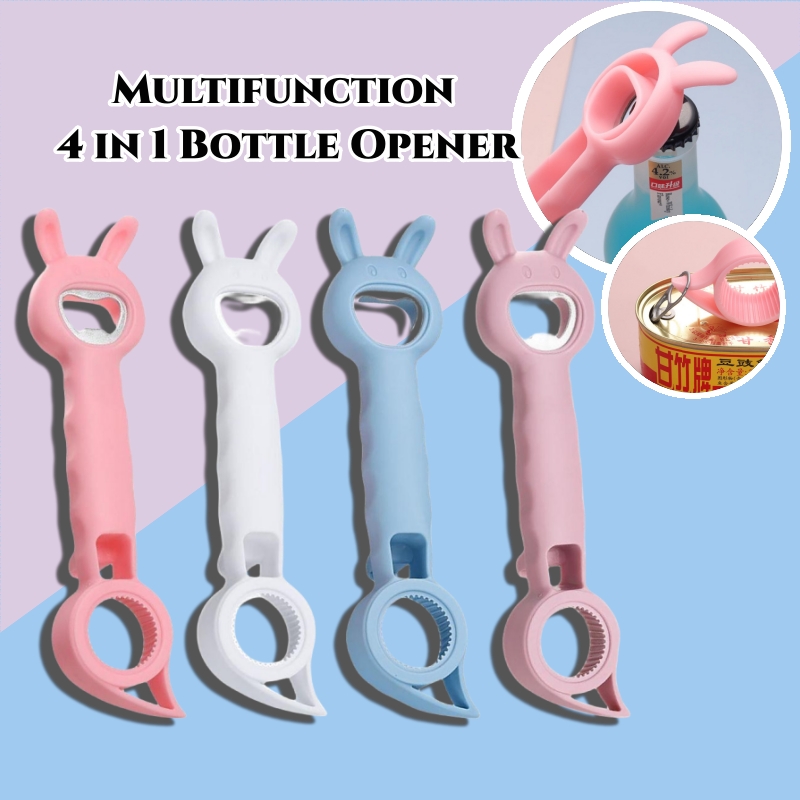 1pc Rabbit Decor Beer Opener, Pink Silicone Multifunction Can Opener For  Household