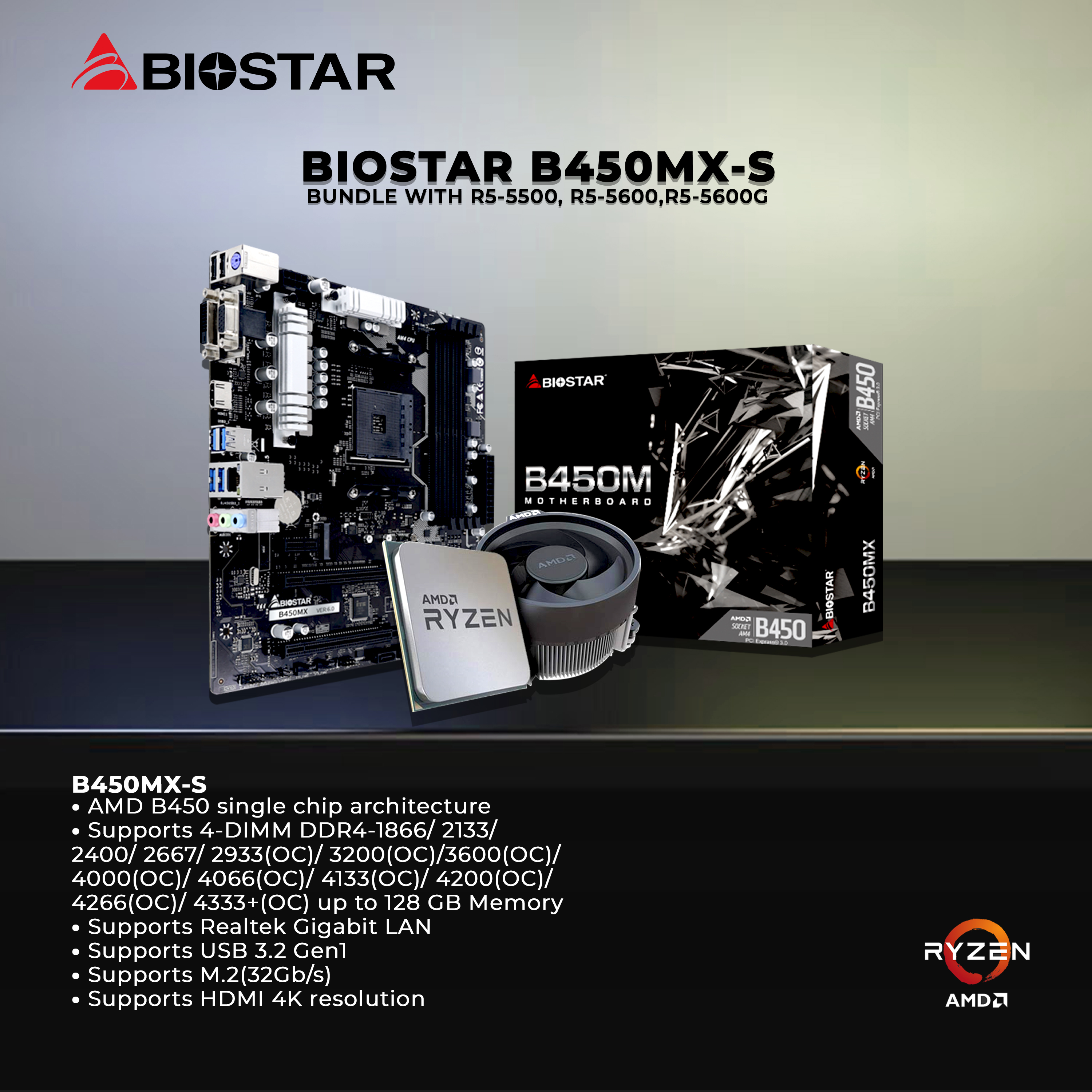 BIOSTAR B450MX-S MOTHERBOARD WITH AM4 PROCESSORS OEM | Lazada PH