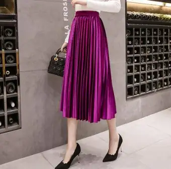 mid length velvet skirts