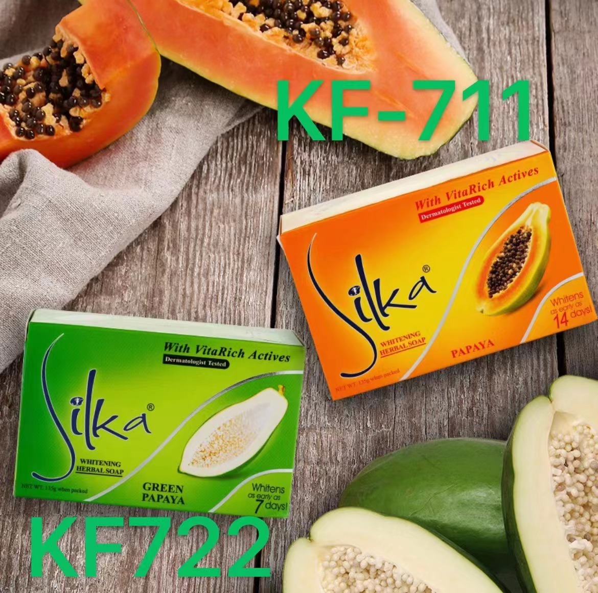 Silka Papaya Whitening Green Soap With VitaRich Actives 135G | Lazada PH