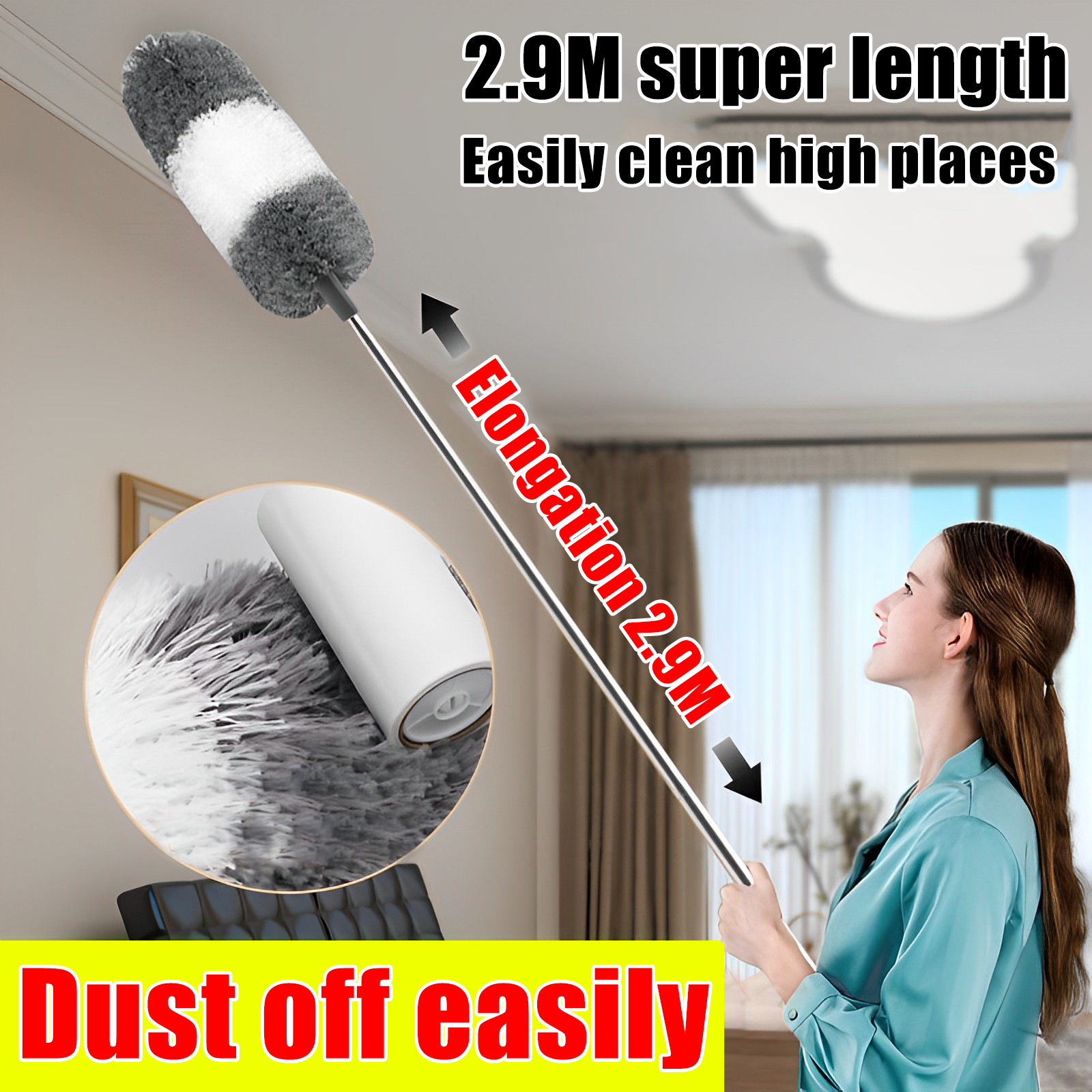 Microfiber Dust Duster Dusting Retractable Household Cleaner Feather